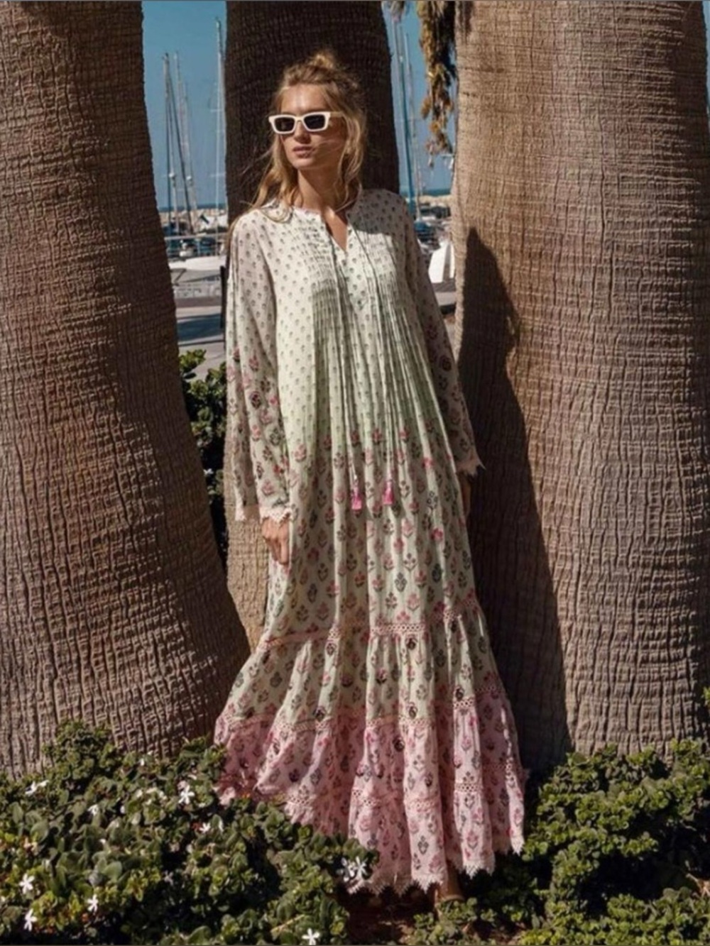 Hemant and Nandita Zehra Long Dress Pale Mint Beaded NWT XS - Picture 5 of 9